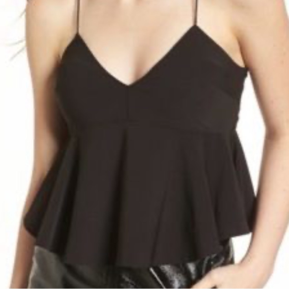 Leith Black Top. Size XXL Asymmetrical Ruffled Babydoll Camisole‎